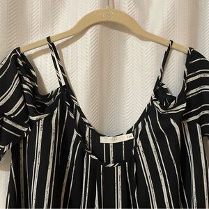 Lush Black and White Striped Sassy open shoulder top size M